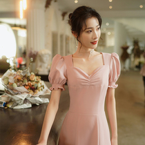 Pink engagement little evening dress bridesmaid dress French home toast dress can usually wear high summer