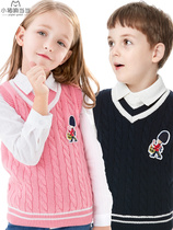 Childrens vest Girls vest Boys knitted wool winter warm foreign big boy velvet shoulder