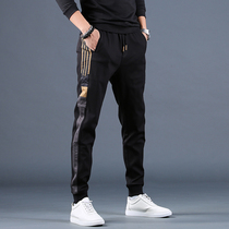 MAROLIO Tide products ~ casual pants mens summer pants Korean version of Joker elastic slim tie pants sports pants
