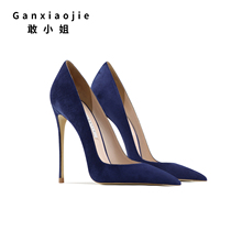 Dare Miss High heel Shoes Woman 2022 Chunqiu New fine heels Genuine Leather and America Sexy Temperament Suede Professional Small Single Shoes