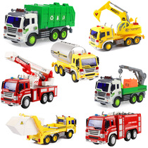 Foreign trade children inertia engineering vehicle toy set model excavator rescue water spray fire ladder crane boy