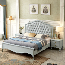 American solid wood bed 1 8 m double bed master bedroom 1 5m modern minimalist Euro style light lavish soft bag princess bed wedding bed