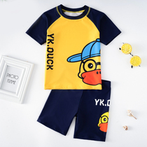 Korean childrens swimsuit boys middle and large childrens baby swimming trunks split suit 2021 new hot spring bathing suit