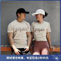 AlphaGym summer fitness short-sleeved T-shirt printing men and womens temperament slim trend casual shirt sports lovers