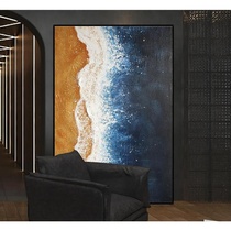 Hand painted masonry decoration painting Abstract sunshine beach vertical light luxury living room restaurant aisle modern minimal oil painting