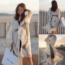 South Koreas new bikini swimsuit womens blouse one-piece jacket lace hollow seaside beach sunscreen hot spring coat