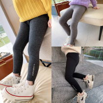 Girls plus velvet leggings wear 2021 autumn and winter clothes childrens baby pants thickened sanding double foreign trousers