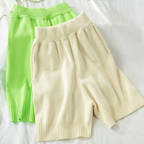 2021 spring new high waist knitted shorts women loose slim five casual pants Net red hot pants women 9949