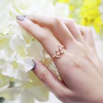 Flash Diamond Leaf Ring Woman Fashion Creative Creative Big Design in Red Open Adjustable Dietary Ring