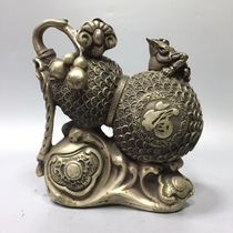 Pure copper gourd Fulu gourd gold Chan blessing word gourd gold Chan money gourd ornaments bronze crafts