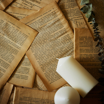 Vintage yellowed foreign language old pages Antique book pages Ten pages Home decoration photography props decoration food photography