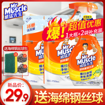 Mr Wei Meng's kitchen heavy oil pollution net smoker cleaning agent strongly cleaned the sterilization decontaminant 1 bottle 2 pack