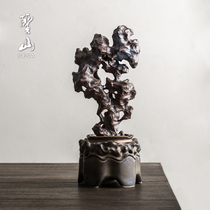 Creative handmade ceramic Taihu stone incense burner ornaments rockery ornaments Chinese living room study decorative ceramic tower incense burner