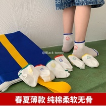 2022 Little Black Tots Children Socks Spring Summer Thin boy girls pure cotton boneless short socks Little black Tony socks