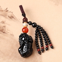 Creative security obsidian high-end car keychain pendant for men and women new personality simple couple tide