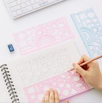 Multifunctional painting hand account lace board hollow ruler cute drawing ruler universal hollow ruler template with scale