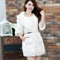 Fur women 2021 autumn new fashion Haining real Rex rabbit fur fur one long fur coat coat coat