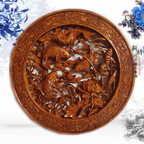 Dongyang wood carving more than a year Solid wood pendant deep carving Chinese antique decoration wooden round wall decoration hanging screen gift