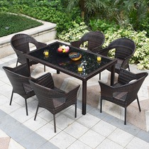 Rattan wicker chair outdoor wrought iron coffee tea chair outdoor table and chair three or five sets of leisure balcony table and chair furniture combination
