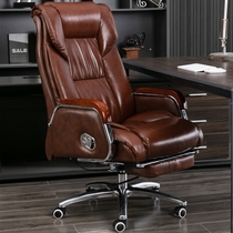 Genuine leather owner chair Lying Office Chair Massage Large Class Chair Comfort Long Sitting Computer Chair Home Swivel Chair Upscale Chair