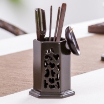 Tea ceremony 6 six gentlemen set Ebony chicken wing wood solid wood bamboo Kung Fu tea accessories Tea tray Tea ornaments New