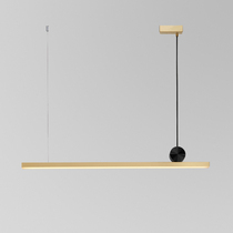 Nordic simple modern long strip restaurant chandelier light luxury office bar creative personality pure copper LED lamps