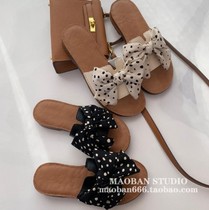 Word of mouth The tablet bought last year also boasts a good anti-slip wave spot butterfly knot soft cow leather genuine leather sandal sandals