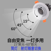 Zoom spot light led ceiling light Embedded adjustable focus concentrated astigmatism downlight Living room background wall cob bullseye light