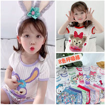 2021 new summer cotton short sleeve set breathing cotton boys and girls home clothes Cute kindergarten childrens clothing tide