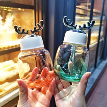 South Korea Deer Corner Gradient Color Water Cup Mini Cute Portable Glass Cup Creative Girl High Face Value Net Red Mug