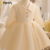 Female baby one year banquet dress spring and autumn high-end piano performance catwalk childrens host flower girl wedding princess dress