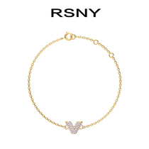 RSNY V-shaped letter bracelet female 925 sterling silver ins niche design sense simple light luxury cold wind