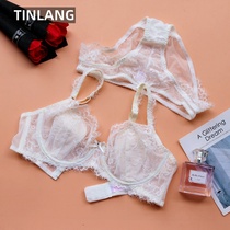 French pure lace bra underwear womens life year sexy big chest small anti-bump large size European and American set bra