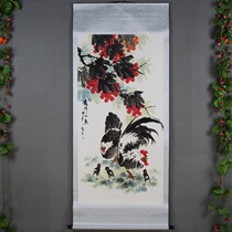 New item Recommended Chinese framed calligraphy and painting Chinese painting New landscape Celebrity Calligraphy Hang and Imitation Ancient Make Old Decoration Lychee Chicken