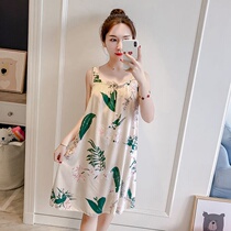 Light and breathable summer Korean version large size loose sling night dress womens pajamas Cotton silk sexy artificial cotton cotton silk