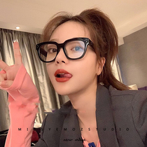 Net Red large square frame retro Net red black thick frame flat mirror female new fashion slim face mirror myopia