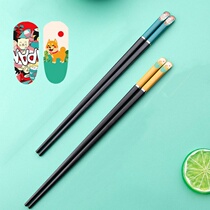 Couple chopsticks pack of two Japanese household creative lovely 2-pair 1 set alloy Net red paragraph couple chopsticks
