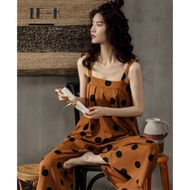 IF-KANN2020 new one-piece pajamas womens summer pure cotton polka dot vest suspender short-sleeved sexy home clothes