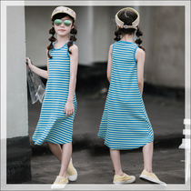 Summer girl vest skirt Korean version of children's skirt Pure cotton beach skirt and long dress for children in baby dress