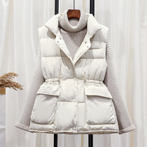 2021 new eiderdown cotton waistcoat for womens autumn and winter Korean version close-covered black vest outside wearing kshoulder waistcoat jacket