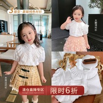 Chen Tai Pig L Mother Girl Dress Summer Dress New Pure Color White Doll Collar Shirt Childrens Baby College Wind Blouse