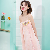 Mandi Er Korean version of the bath skirt cute bath towel female quick-drying water absorption does not lose hair Long large girl can wear bath towel