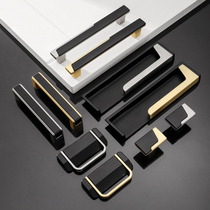 Light luxury wardrobe door handle hidden black cabinet door handle drawer embedded sliding door handle single hole hardware