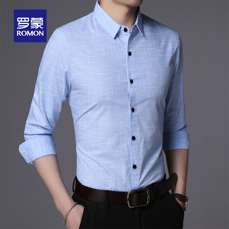 Romon shirt mens spring new slim business inch top clothing young and young fashion handsome casual shirt men