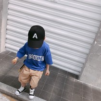 Boys short sleeve 2019 summer New Baby foreign style letters short sleeve childrens coat loose T-shirt base shirt