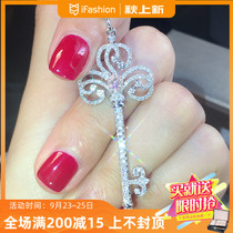 Key 18K gold platinum rose gold pink diamond diamond necklace female crown necklace jewelry temperament Diamond