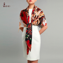 woo wu Chinese auspicious (blessing) national wind mulberry silk scarf silk spring and summer fashion long shawl scarf