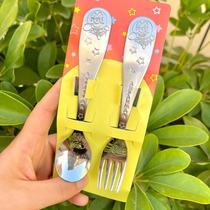Spot Japanese imported Breadman Children Baby stainless steel tableware spoon Fork set high temperature resistant New