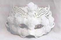 Venice mask masquerade ball Princess mask men and women feather plus flower lace full face white gold powder mask