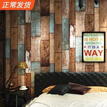 Retro nostalgic imitation wood plank wood grain wallpaper bar cafe restaurant industrial style haircut clothing store wallpaper
